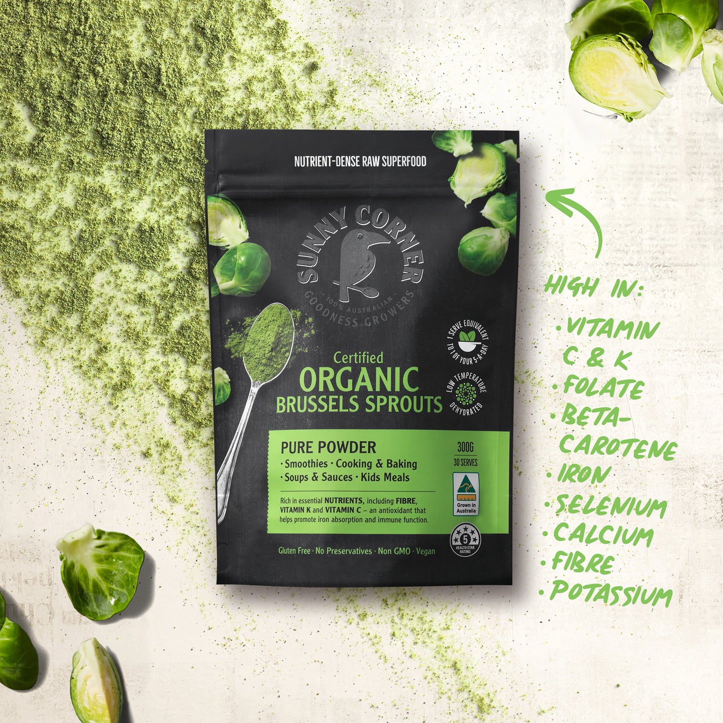 Organic Brussels Sprouts Pure Powder